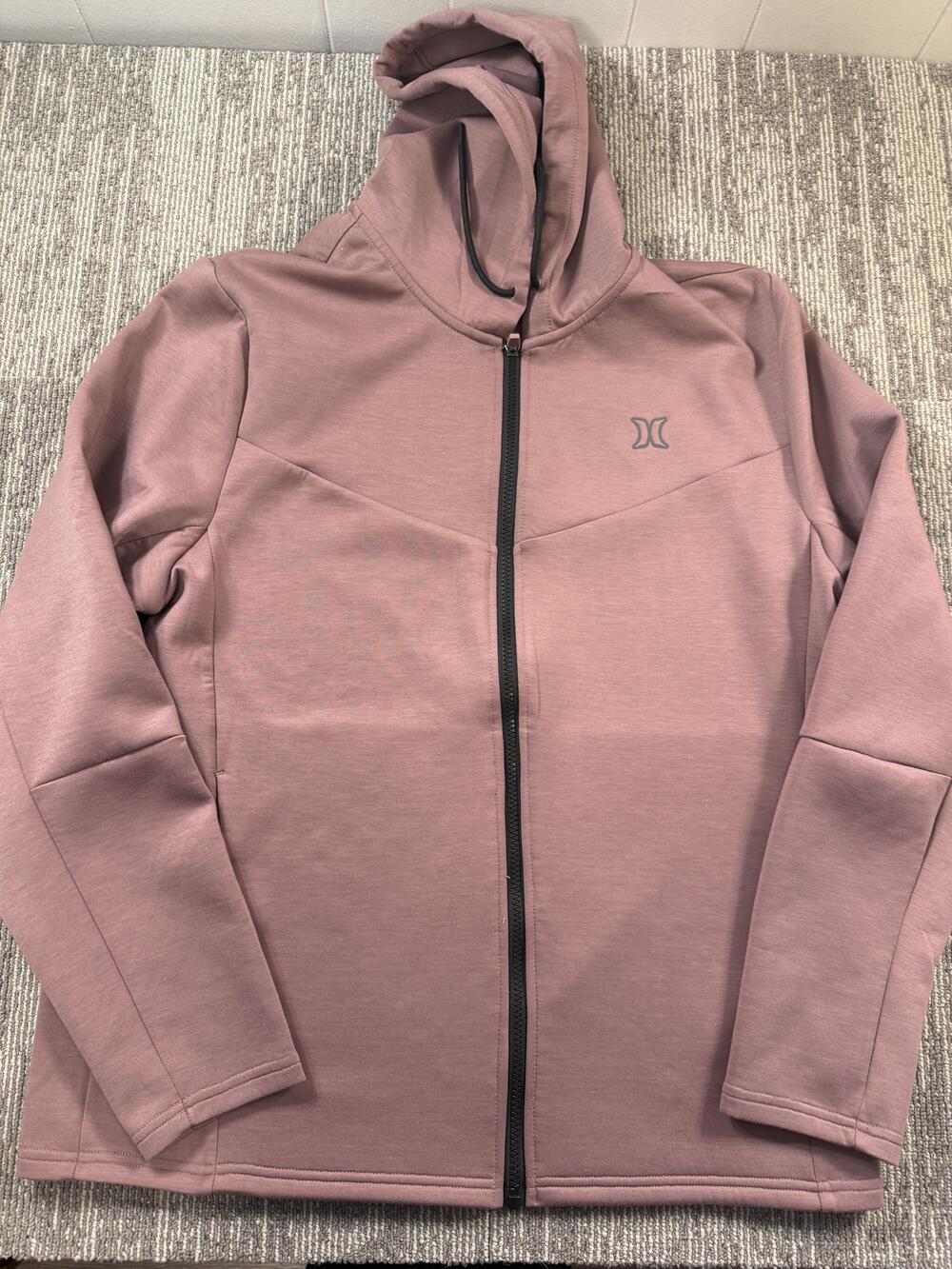 Hurley Hoodie Mens Large Pink Full Zip Hooded Sweatshirt Logo Casual Athletic